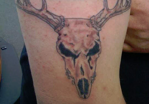 Right Bicep Deer Skull Tattoo