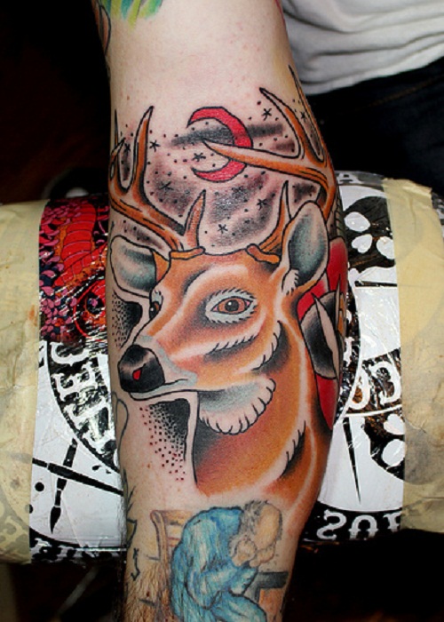 Right Forearm Deer Head Tattoo