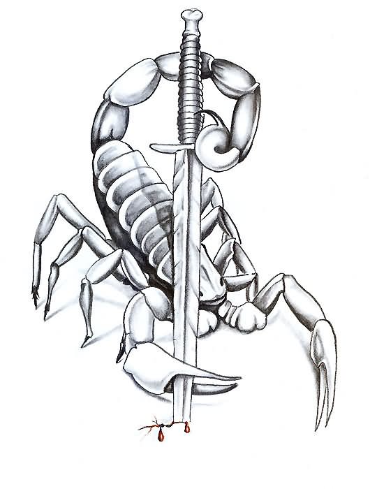 Samurai Sword With Scorpion Tattoo Design