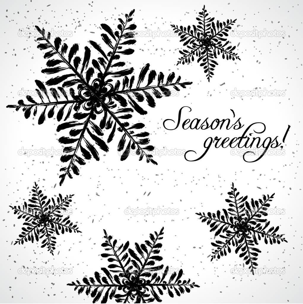 Season’s Greetings Black Snowflakes Design