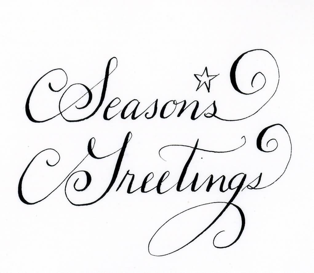 Season’s Greetings Black Text Calligraphy