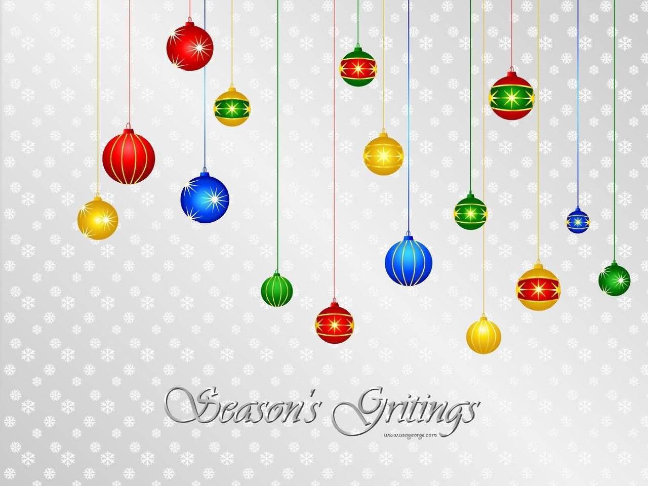 Season’s Greetings Colorful Hanging Christmas Balls