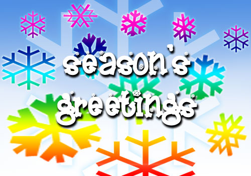 Season's Greetings Colorful Snowflakes Design