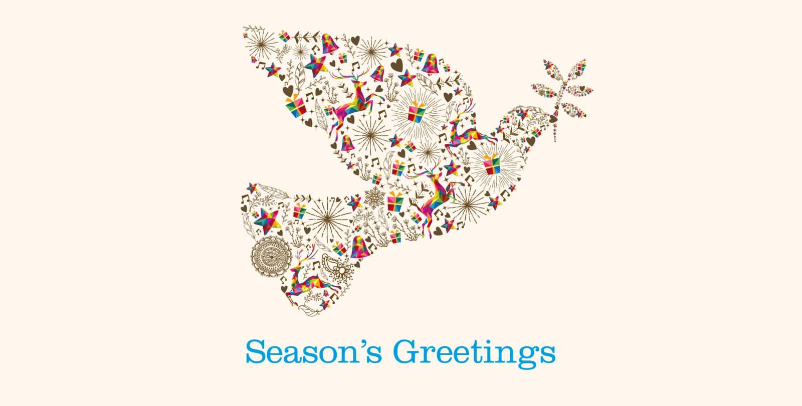Season’s Greetings Flying Dove With Olive Branch In Mouth