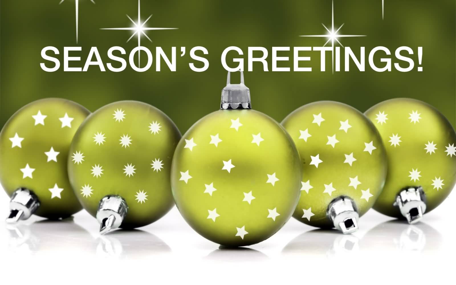 Season's Greetings Green Christmas Balls