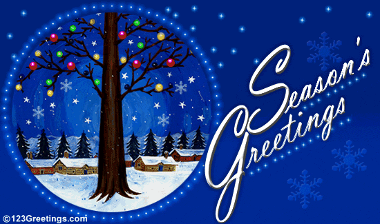 Season’s Greetings Lighting Tree Animated Picture