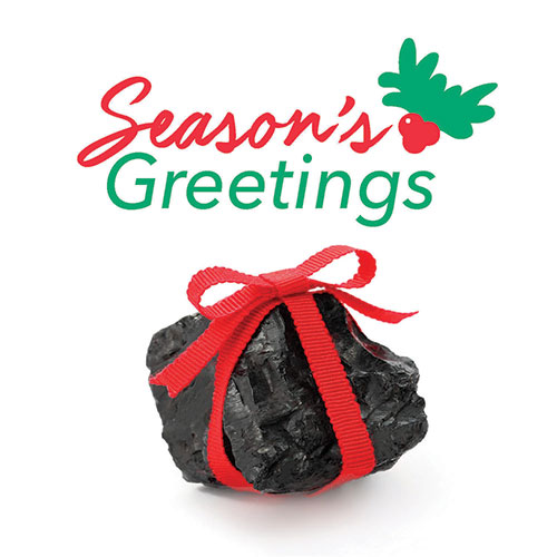 Season's Greetings Lump Of Coal With Red Ribbon Bow Gift Pack