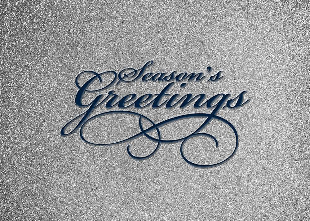 Season’s Greetings On Gray Sparkle Background