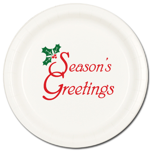 Season's Greetings Paper Dessert Plate