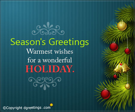 Season’s Greetings Warmest Wishes For A Wonderful Holiday Card