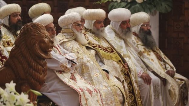 Senior Pastors Attend During Egypt's Coptic Orthodox Christmas Eve Mass