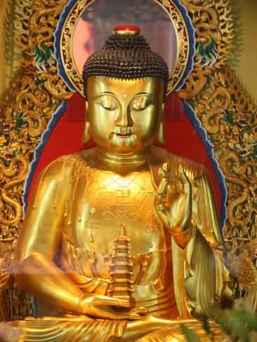Shakyamuni Buddha Statue In Main Hall Of Po Lin Monastery