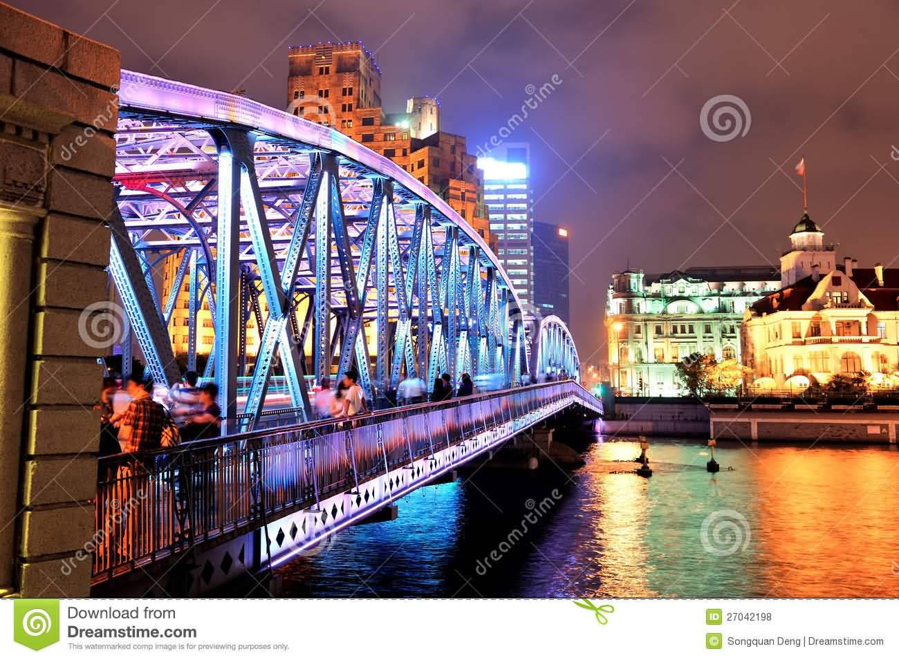 Shanghai Waibaidu Bridge At Night