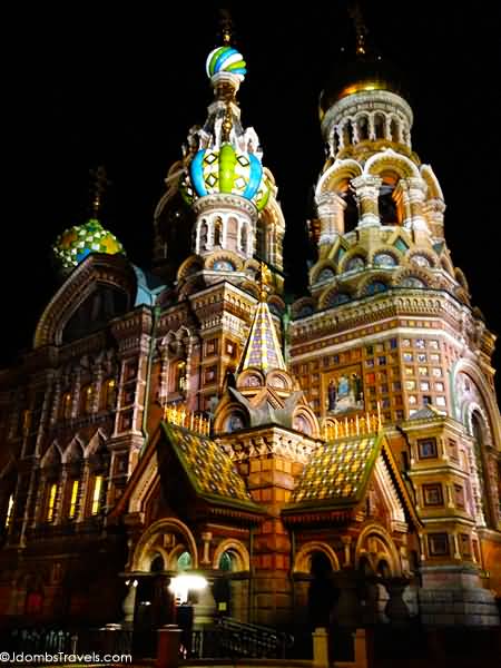 Side View Church Of The Savior On Blood At Night