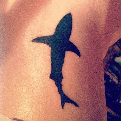 Silhouette Shark Tattoo Design For Side Rib