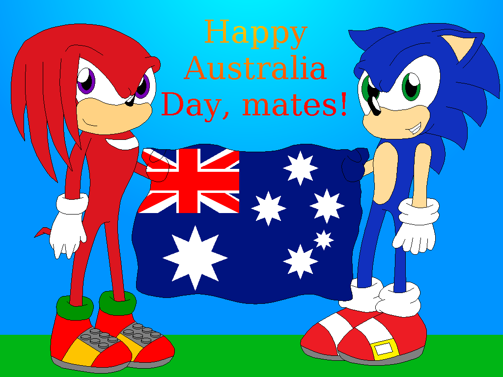 Sonic And Knuckle Wishing You Happy Australia Day