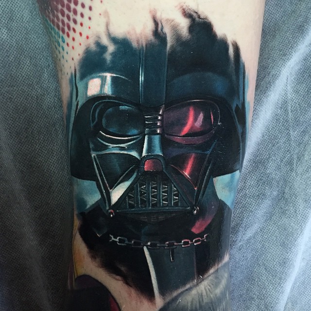 Star Wars Darth Vader Head Tattoo Design For Half Sleeve