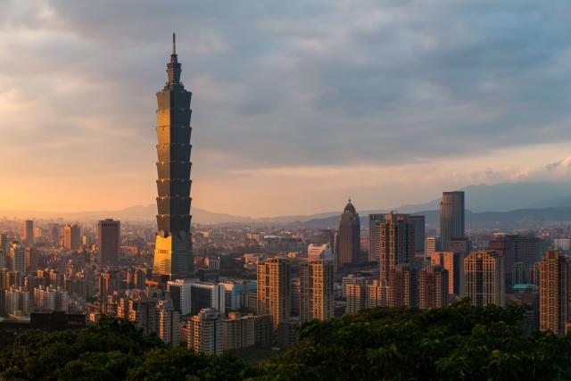 Taipei 101 Tower Skyline At Sunset