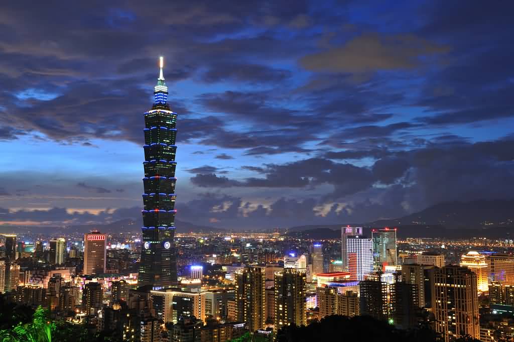 Taipei 101 Tower With Black Clouds