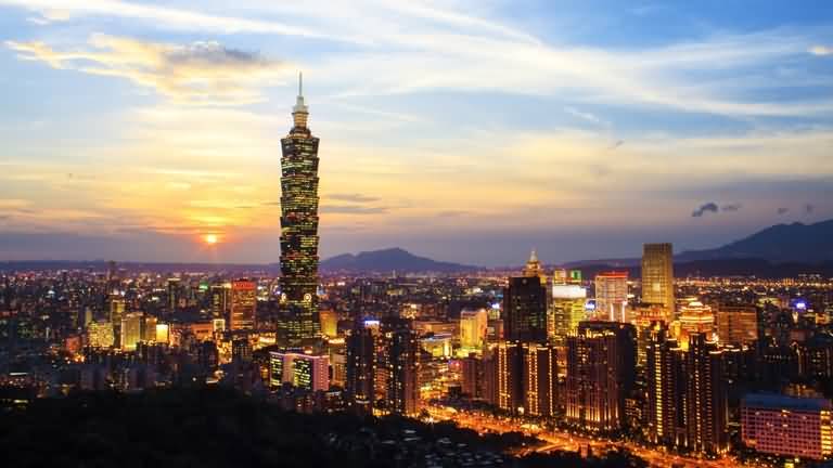 Taipei 101 Tower With Night Lights