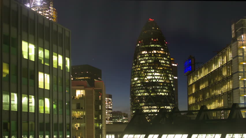 The Gherkin Building In London At Night