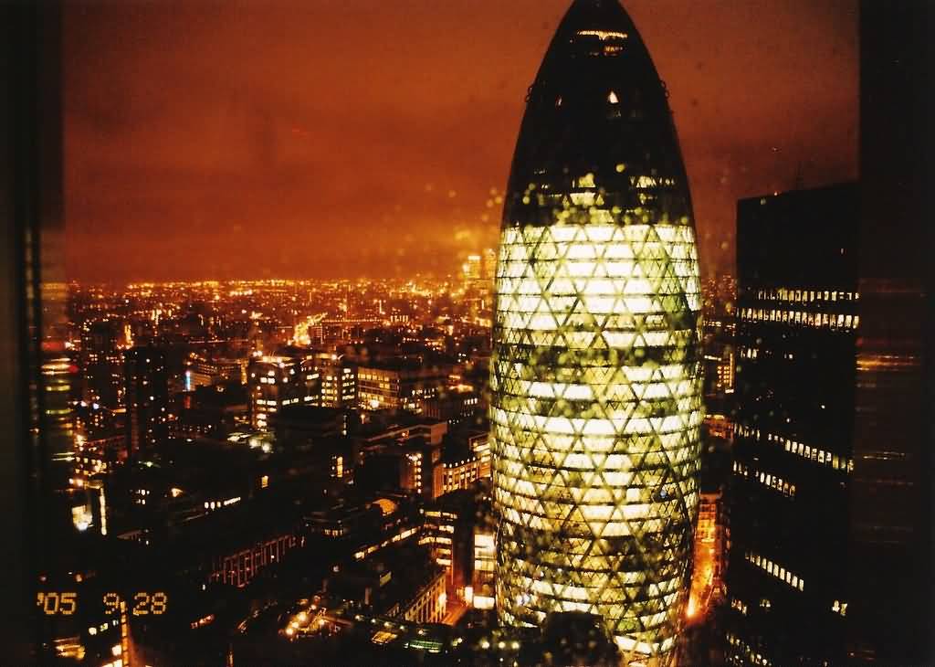 The Gherkin View By Night