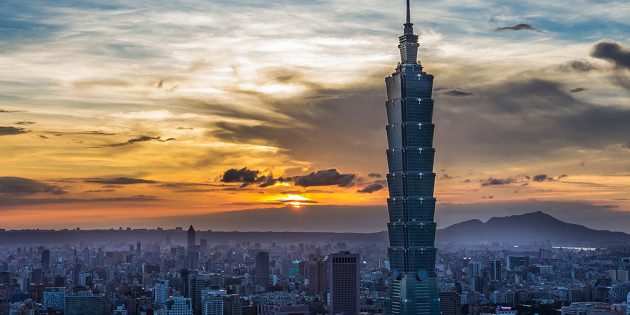 The Taipei 101 Tower During Sunset
