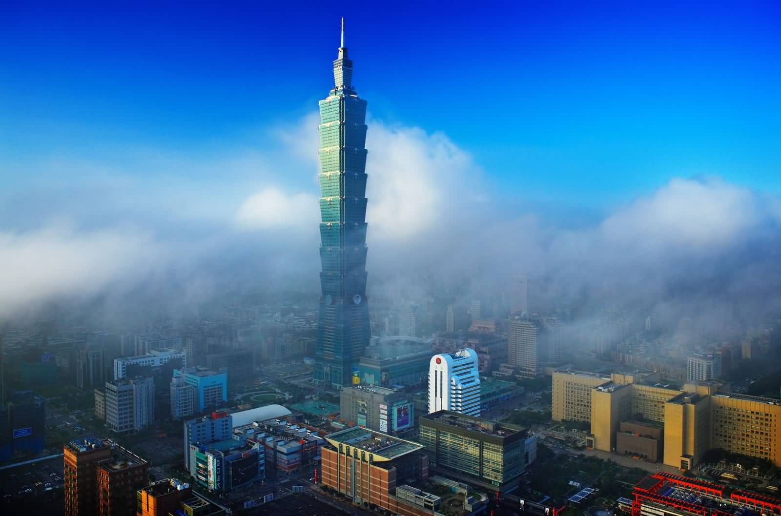 The Taipei 101 With Fog