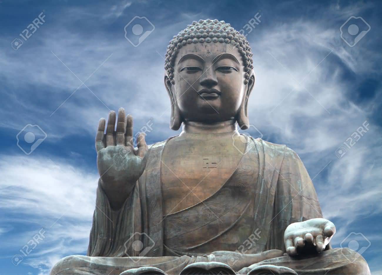 The Tian Tan Buddha In A Dramatic Sky Background