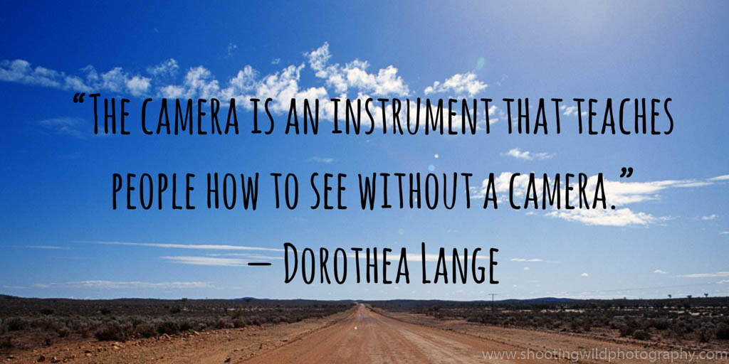 The camera is an instrument that teaches people how to see without a camera. Dorothea Lange