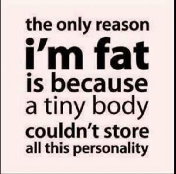 The only reason I’m fat funny is because a tiny body couldn’t store all this personality