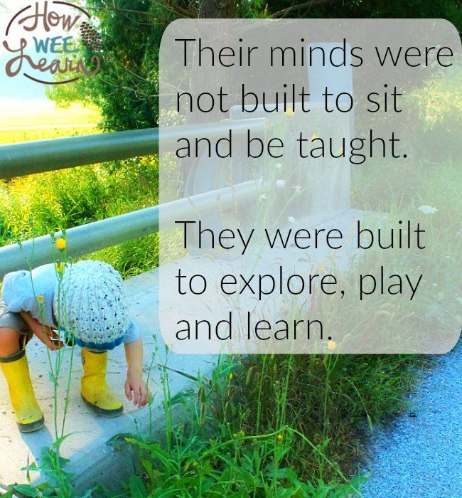 Their minds were not built to sit and be taught. They were built to explore, play and learn