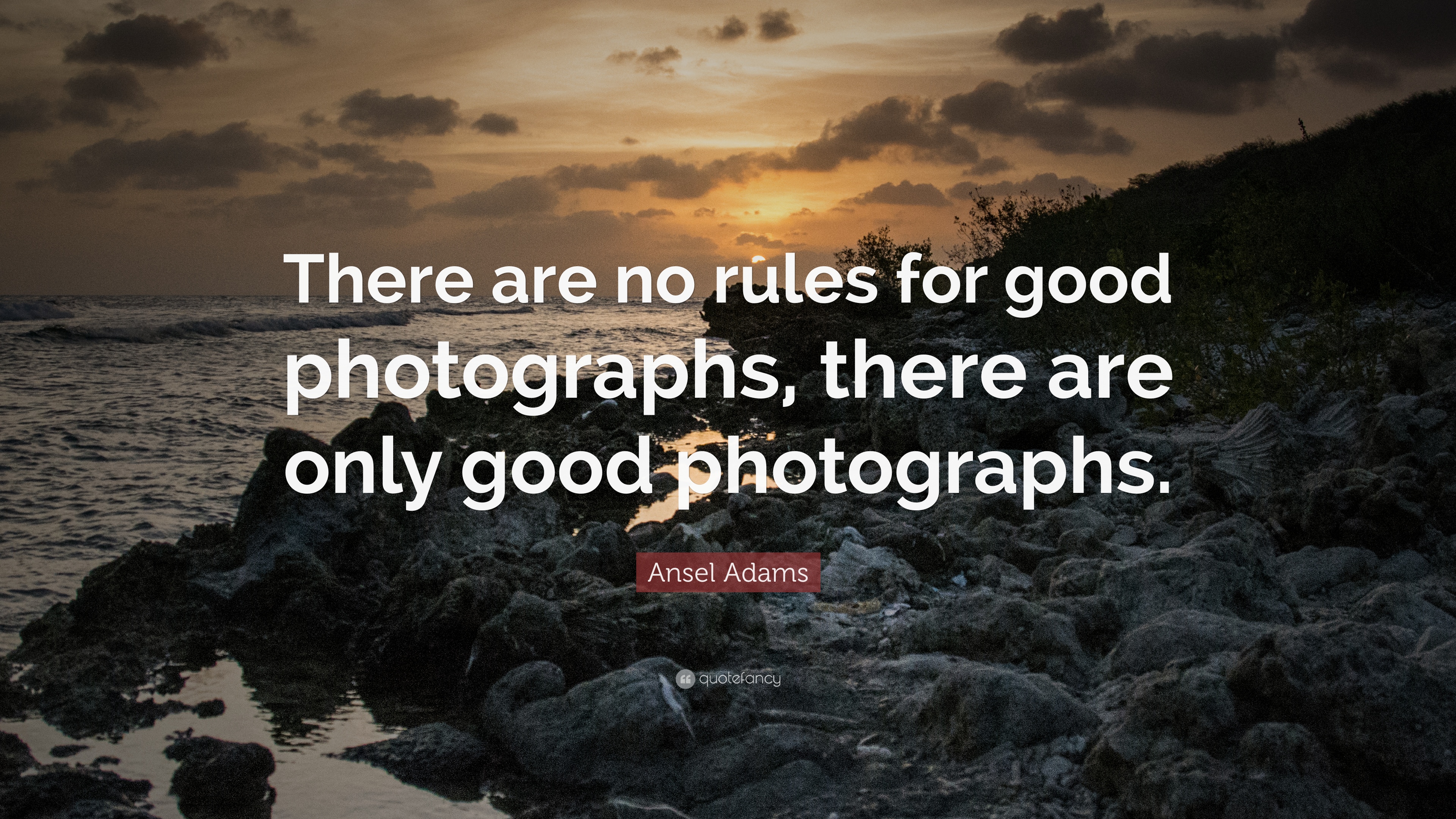 There are no rules for good photographs, there are only good photographs. Ansel Adams