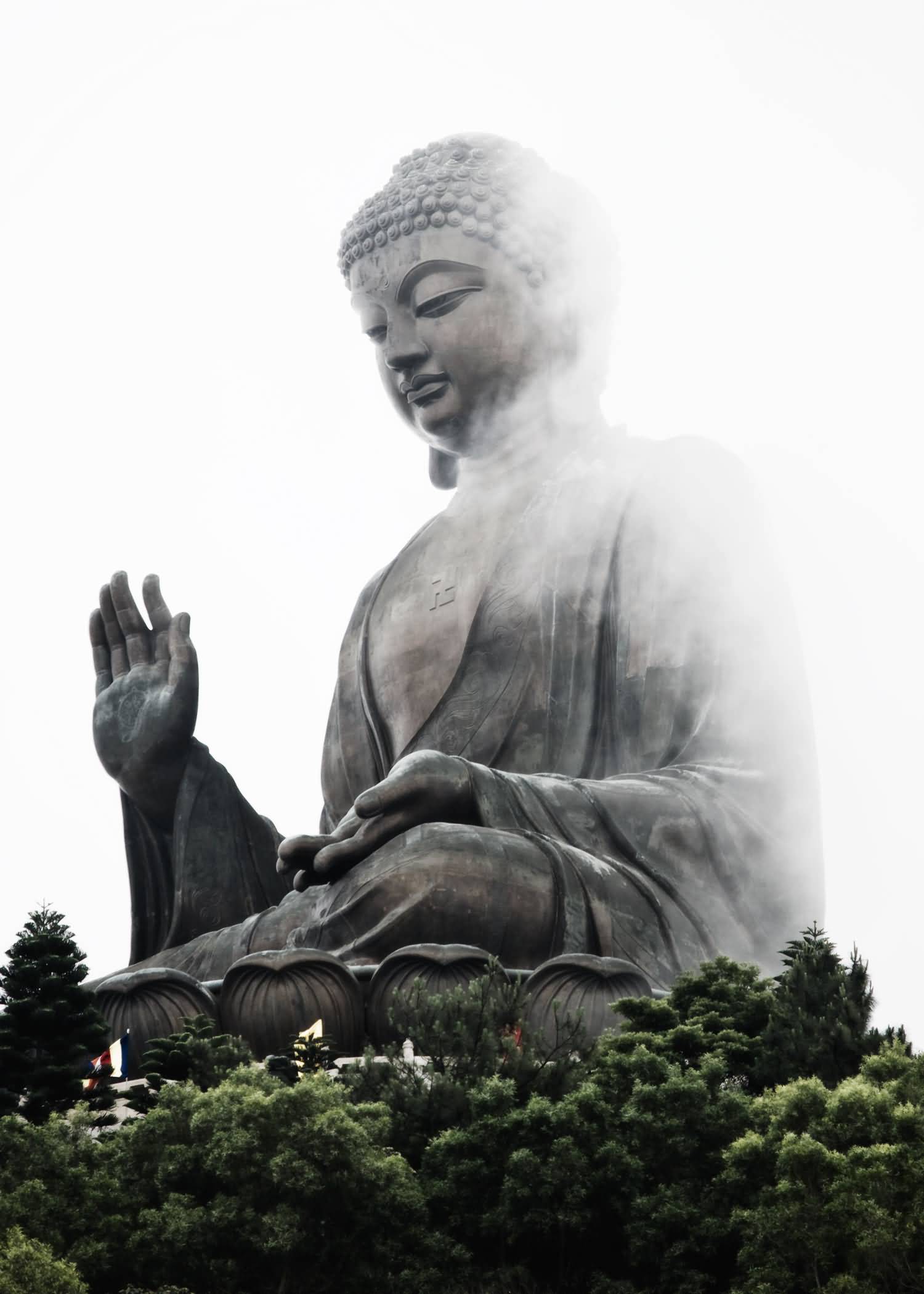 Tian Tan Buddha Statue With Fog
