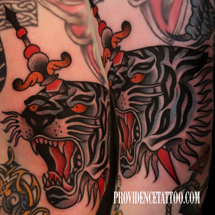 Tiger And Dagger Tattoo by Providence Tattoo