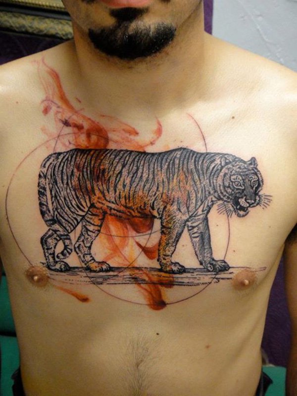 Tiger Tattoo Design For Man Chest