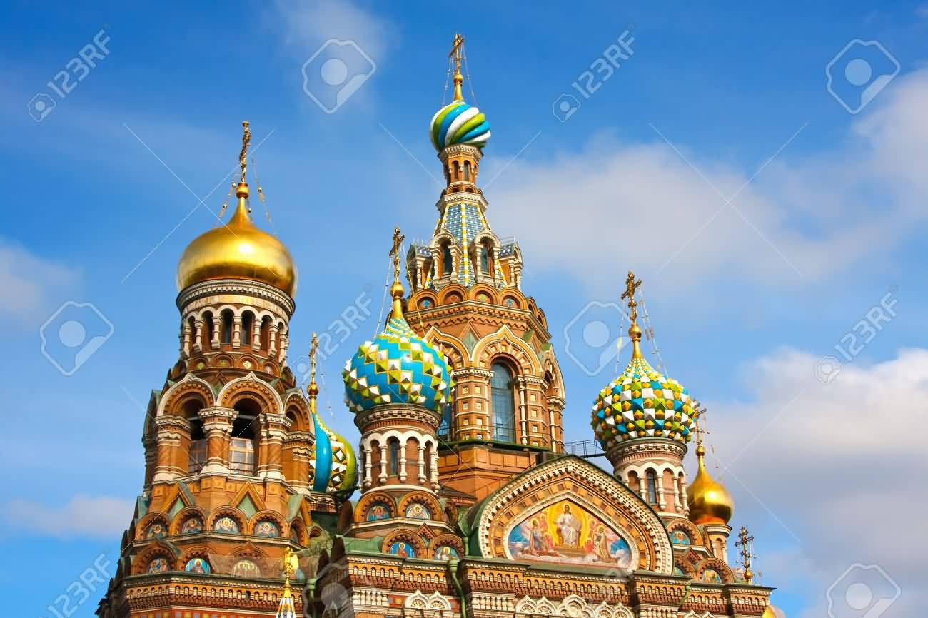 Top Of The Church Of The Savior On Blood In Saint Petersburg, Russia