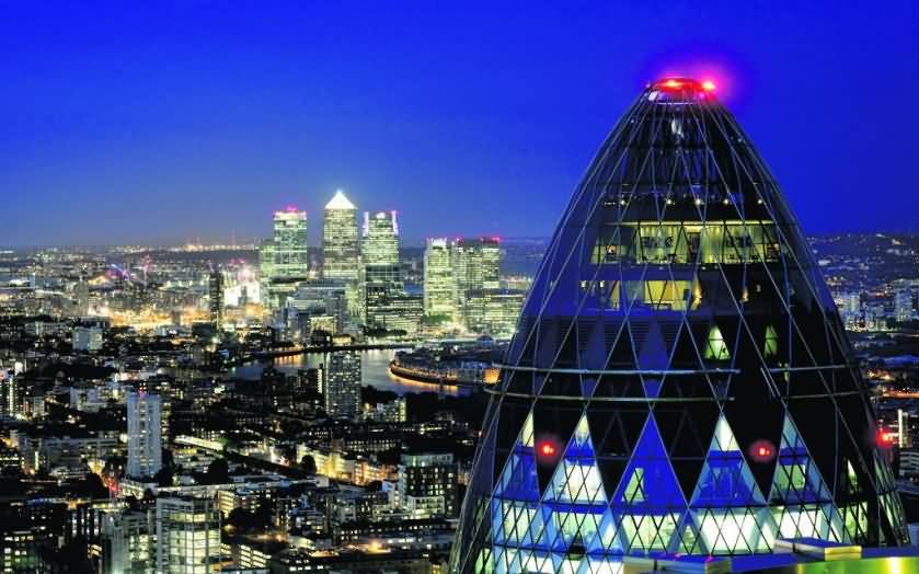 Top Of The Gherkin Building At Night