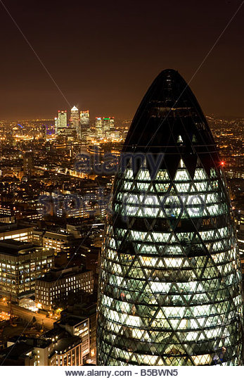 Top View Of The Gherkin Building At Night
