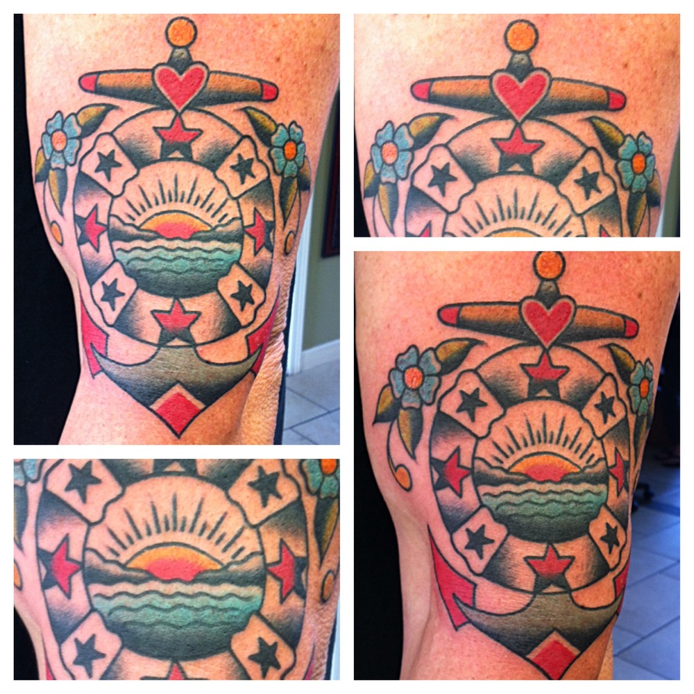 Traditional Anchor With Lifesaver Tattoo Design For Half Sleeve By Justin Brooks