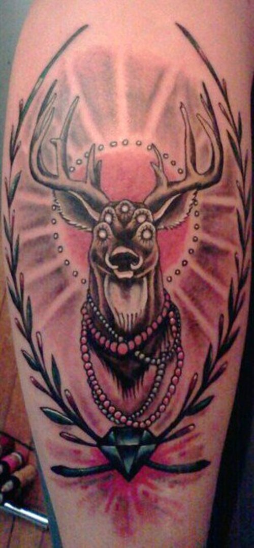 Traditional Deer Tattoo Idea
