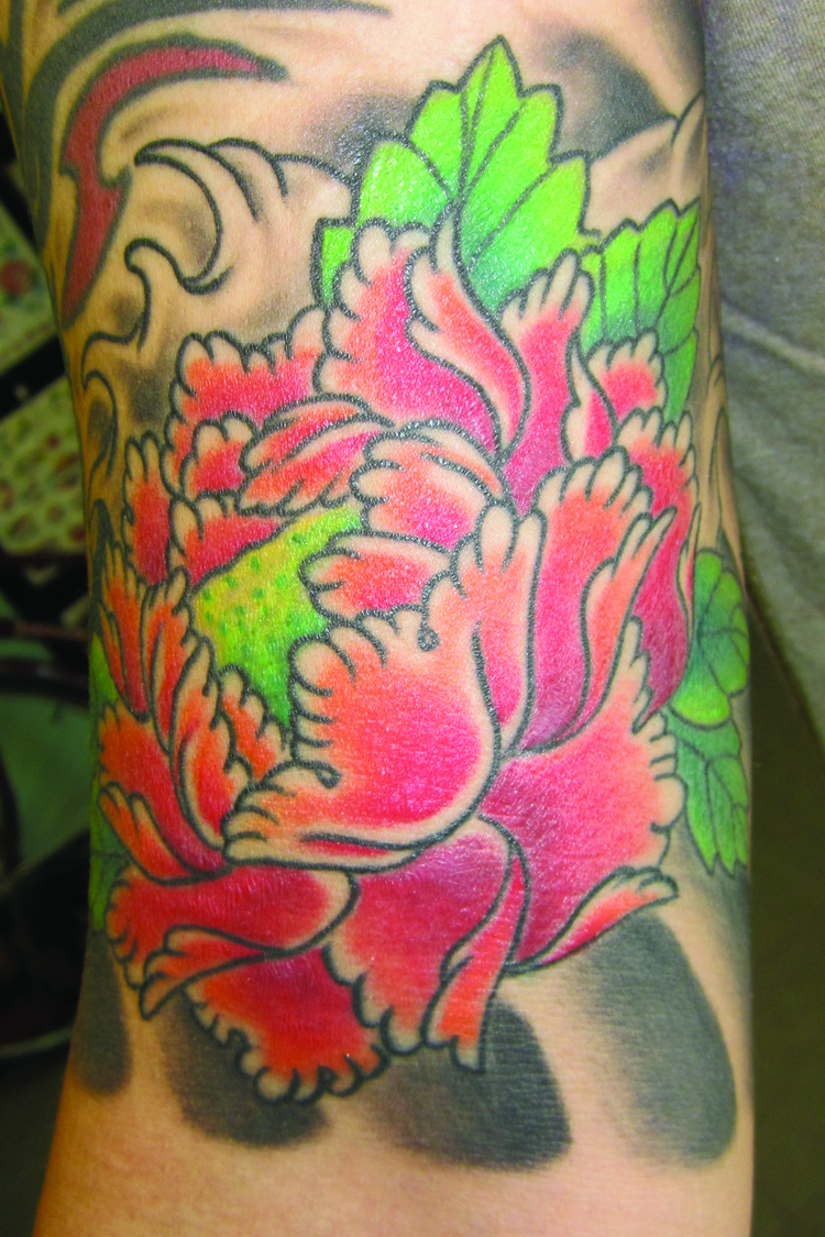 Traditional Flower Tattoo Design For Sleeve By Roger McMahon