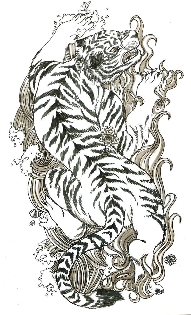 Traditional Japanese Tiger Tattoo Design