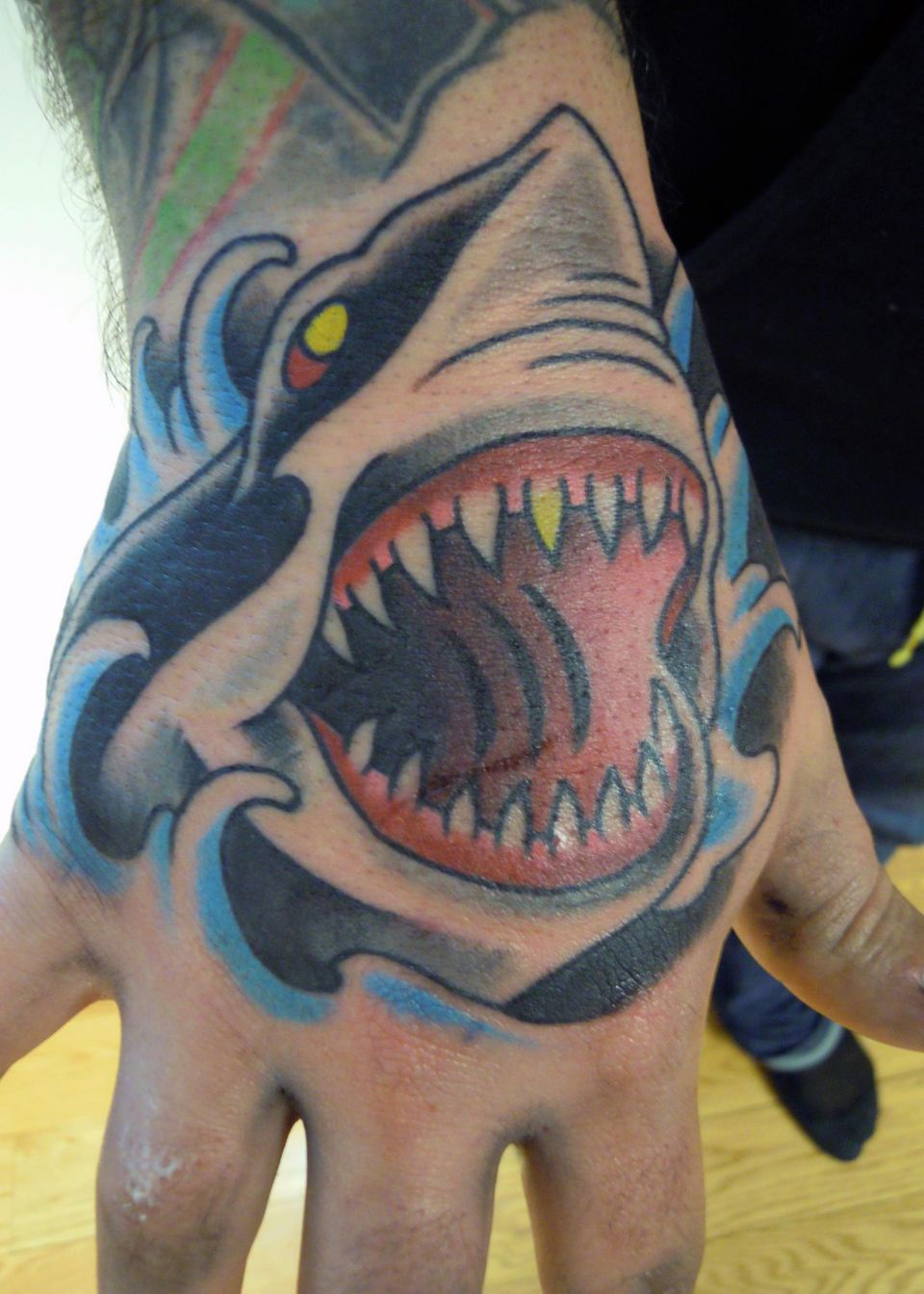 Traditional Shark Head Tattoo On Right Hand