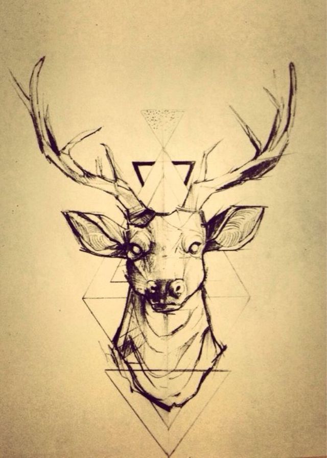 Triangle With Deer Head Tattoo Design