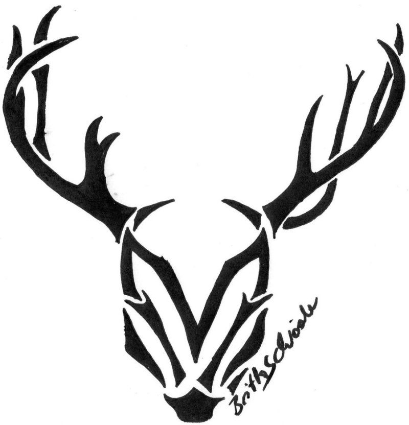 Tribal Deer Head Tattoo Design Stencil