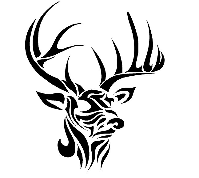 Tribal Deer Head Tattoo Stencil