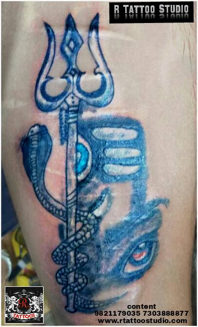 Trishul Snake And Shiv Third Eye tattoos