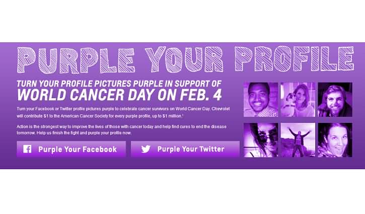 Turn Your Profile Pictures Purple In Support Of World Cancer Day On February 4