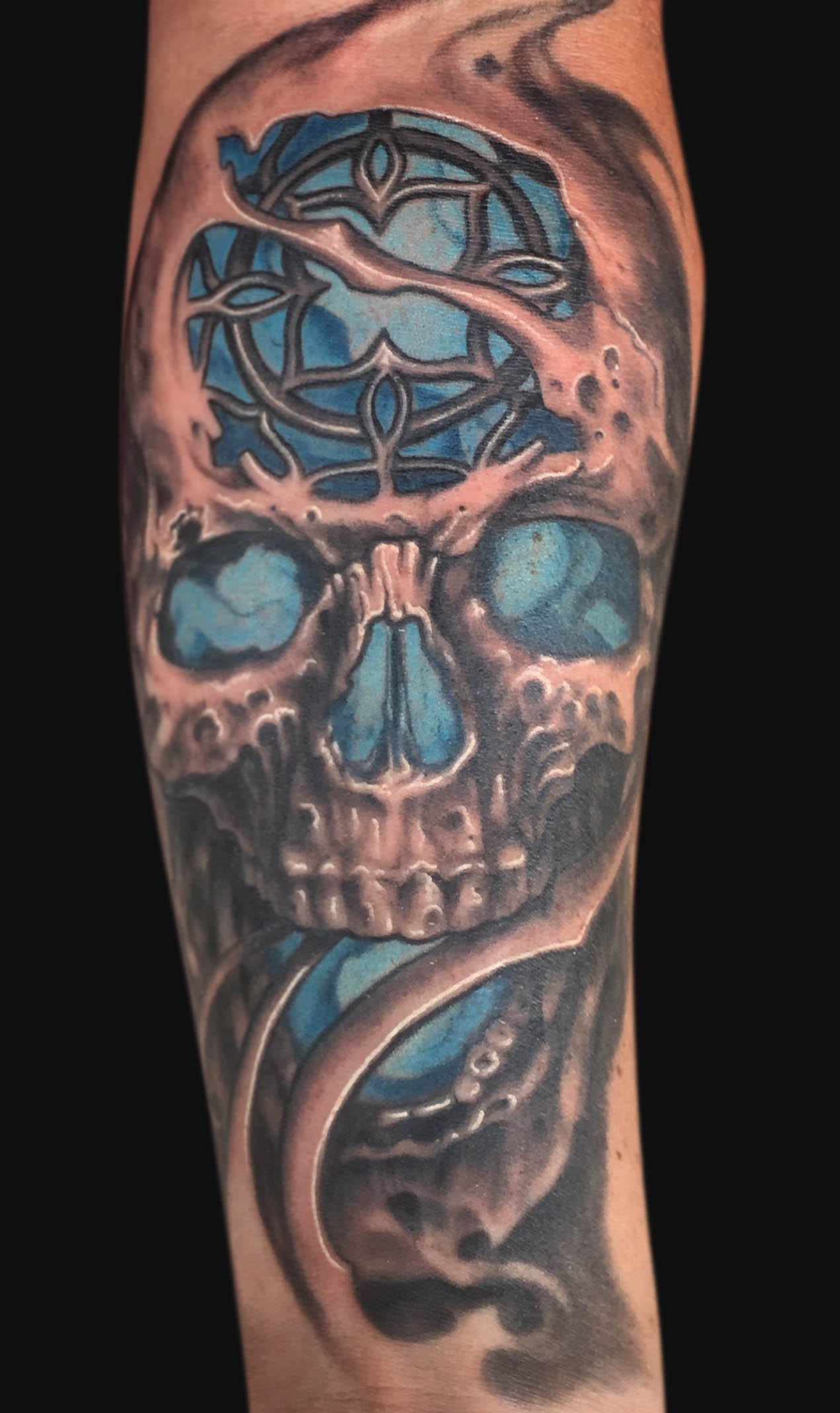 Unique Skull Tattoo On Forearm By Spencer Caligiuri